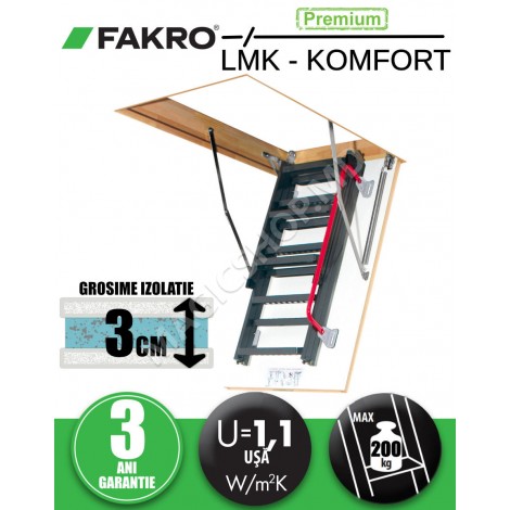 Чердачная лестница LMK Komfort, H-2.8м, 70x120см